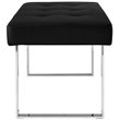 Posh Living Myles Faux Leather Bench with Stainless Steel Legs in Black/Chrome