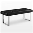 Posh Living Myles Faux Leather Bench with Stainless Steel Legs in Black/Chrome