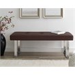 Posh Living Myles Faux Leather Bench with Stainless Steel Legs in Brown/Chrome