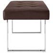 Posh Living Myles Faux Leather Bench with Stainless Steel Legs in Brown/Chrome