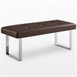 Posh Living Myles Faux Leather Bench with Stainless Steel Legs in Brown/Chrome
