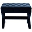 Posh Living Hazel Velvet X-Base Ottoman with Nailhead Trim in Navy Blue