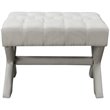 Posh Living Hazel Linen Fabric X-Base Ottoman with Nailhead Trim in Cream/White