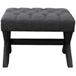 Posh Living Hazel Linen Fabric X-Base Ottoman with Nailhead Trim in Dark Gray