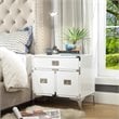 Posh Living Aubree 1-Drawer Nightstand with Corner Brackets in White/Chrome