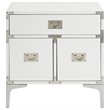 Posh Living Aubree 1-Drawer Nightstand with Corner Brackets in White/Chrome