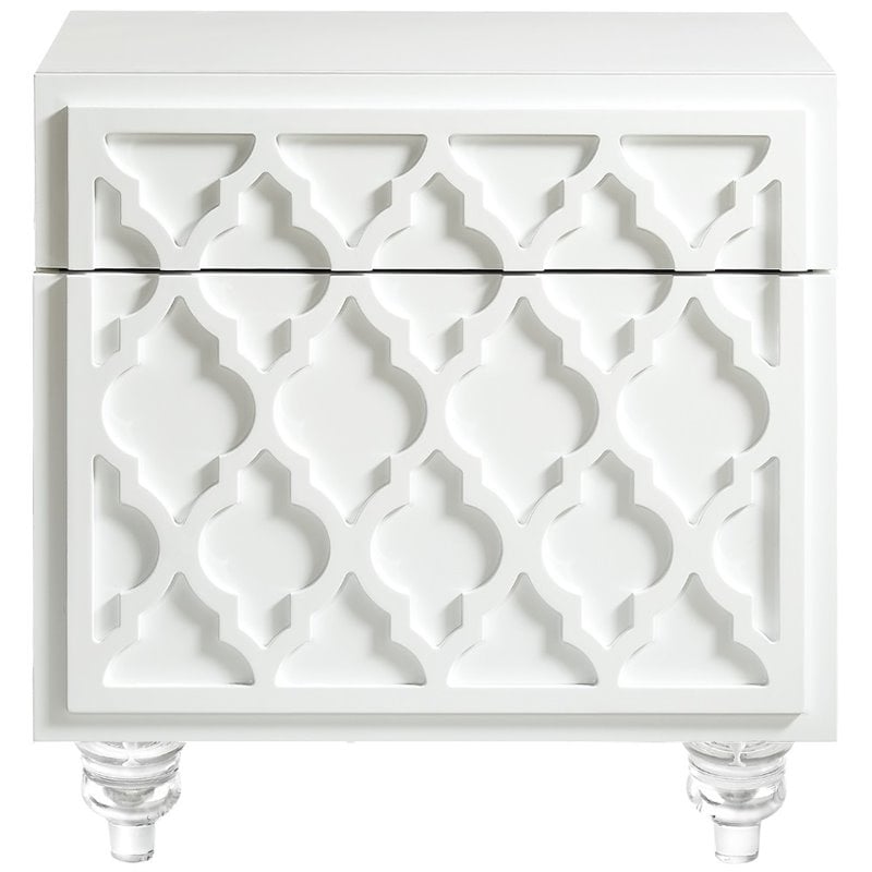 Posh Living Lydia Modern 1-Drawer Nightstand in White