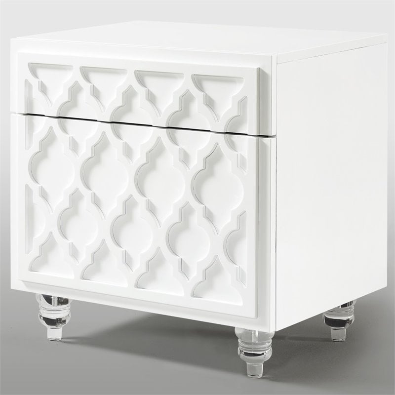 Posh Living Lydia Modern 1-Drawer Nightstand in White
