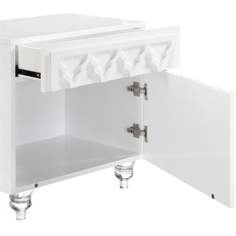 Posh Living Lydia Modern 1-Drawer Nightstand in White