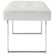 Posh Living Myles Faux Leather Bench with Stainless Steel Legs in White/Chrome