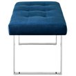 Posh Living Myles Tufted Velvet Bench with Stainless Steel Legs in Blue/Chrome