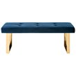 Posh Living Myles Tufted Velvet Bench with Stainless Steel Legs in Blue/Gold