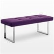 Posh Living Myles Tufted Velvet Bench with Stainless Steel Legs in Purple/Chrome