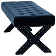 Posh Living Kennedy Tufted Velvet Bench with Nailhead Trim in Navy Blue
