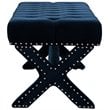 Posh Living Kennedy Tufted Velvet Bench with Nailhead Trim in Navy Blue