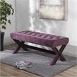 Posh Living Kennedy Tufted Velvet Bench with Nailhead Trim in Purple