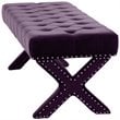 Posh Living Kennedy Tufted Velvet Bench with Nailhead Trim in Purple