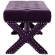 Posh Living Kennedy Tufted Velvet Bench with Nailhead Trim in Purple