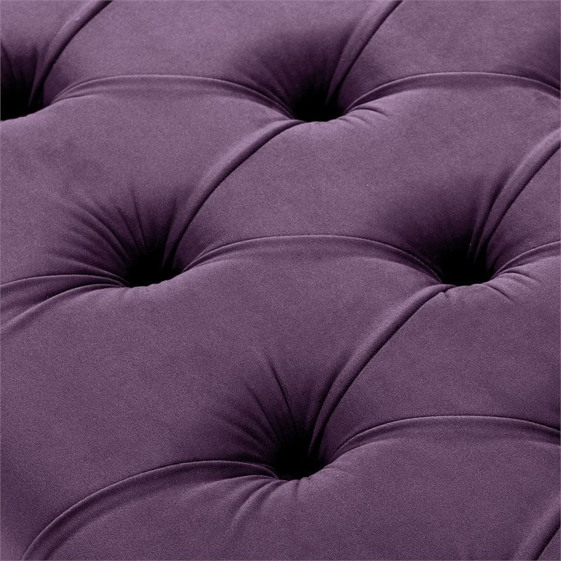 Posh Living Kennedy Tufted Velvet Bench with Nailhead Trim in Purple