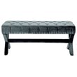 Posh Living Kennedy Tufted Linen Fabric Bench with Nailhead Trim in Slate Blue