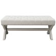 Posh Living Kennedy Tufted Linen Fabric Bench with Nailhead Trim in Cream/White