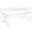 Posh Living Kennedy Tufted Linen Fabric Bench with Nailhead Trim in Cream/White