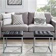 Posh Living Nolan Tufted Faux Leather Cube Ottoman with Metal Frame in Black