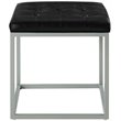 Posh Living Nolan Tufted Faux Leather Cube Ottoman with Metal Frame in Black