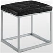 Posh Living Nolan Tufted Faux Leather Cube Ottoman with Metal Frame in Black