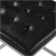Posh Living Nolan Tufted Faux Leather Cube Ottoman with Metal Frame in Black