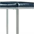 Posh Living Nolan Tufted Faux Leather Cube Ottoman with Metal Frame in Blue