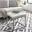 Posh Living Nolan Tufted Faux Leather Cube Ottoman with Metal Frame in White