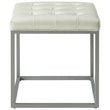 Posh Living Nolan Tufted Faux Leather Cube Ottoman with Metal Frame in White