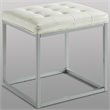 Posh Living Nolan Tufted Faux Leather Cube Ottoman with Metal Frame in White