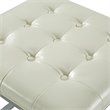 Posh Living Nolan Tufted Faux Leather Cube Ottoman with Metal Frame in White