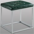 Posh Living Nolan Tufted Faux Leather Cube Ottoman with Metal Frame in Green