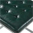 Posh Living Nolan Tufted Faux Leather Cube Ottoman with Metal Frame in Green