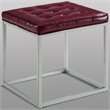 Posh Living Nolan Tufted Faux Leather Cube Ottoman with Metal Frame in Purple