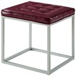 Posh Living Nolan Tufted Faux Leather Cube Ottoman with Metal Frame in Purple