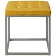 Posh Living Nolan Tufted Faux Leather Cube Ottoman with Metal Frame in Yellow