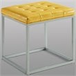 Posh Living Nolan Tufted Faux Leather Cube Ottoman with Metal Frame in Yellow