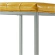 Posh Living Nolan Tufted Faux Leather Cube Ottoman with Metal Frame in Yellow