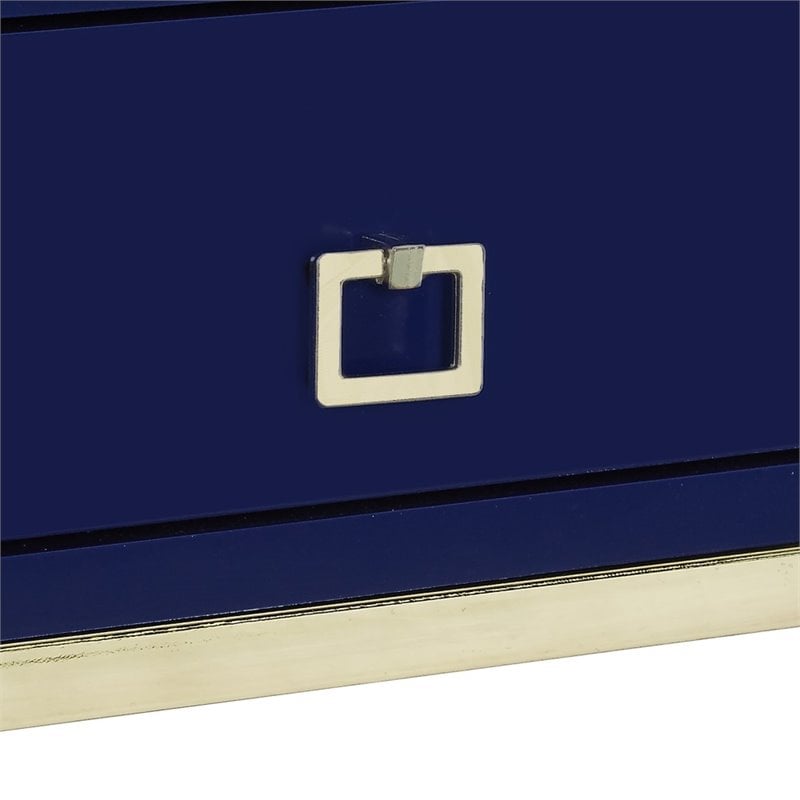 Posh Living Brianna 1 Drawer Nightstand With X Metal Legs In Navy Blue Gold St23 09ny Cx