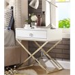Posh Living Brianna 1-Drawer Nightstand with X-Metal Legs in White/Chrome