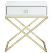 Posh Living Brianna 1-Drawer Nightstand with X-Metal Legs in White/Chrome