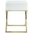 Posh Living Brianna 1-Drawer Nightstand with X-Metal Legs in White/Chrome