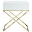 Posh Living Brianna 1-Drawer Nightstand with X-Metal Legs in White/Chrome