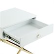 Posh Living Brianna 1-Drawer Nightstand with X-Metal Legs in White/Chrome