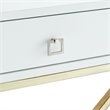 Posh Living Brianna 1-Drawer Nightstand with X-Metal Legs in White/Chrome