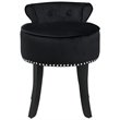 Posh Living Alena Tufted Velvet Vanity Stool with Nailhead Trim in Black